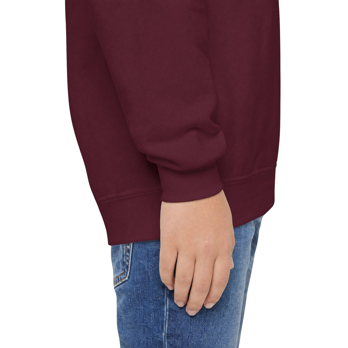 Youth Crewneck Sweatshirt - 'Lake Vibes' Wreath Graphic (Maroon)