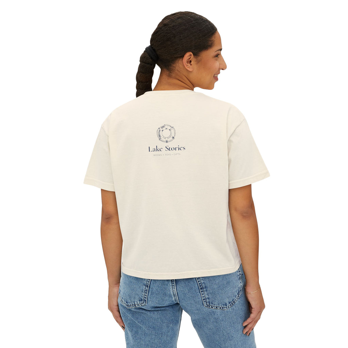 Roadside Reading Club Boxy Tee — Vintage Camper &amp; Car Lake Stories Shirt