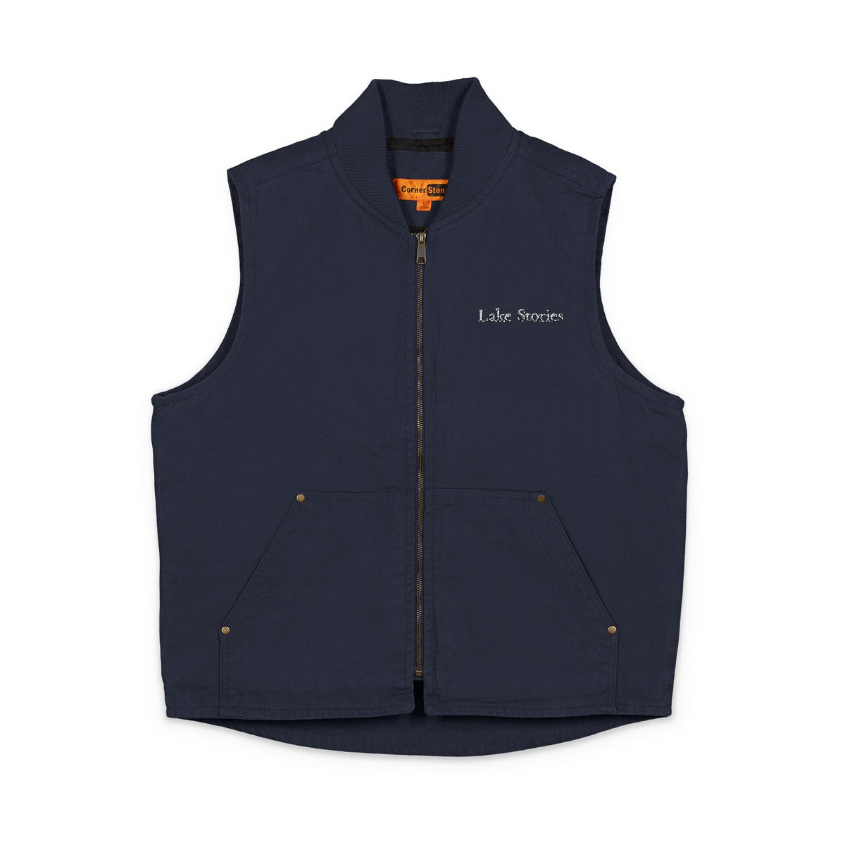 Embroidered Duck Cloth Work Vest — Rugged Cotton Utility Vest
