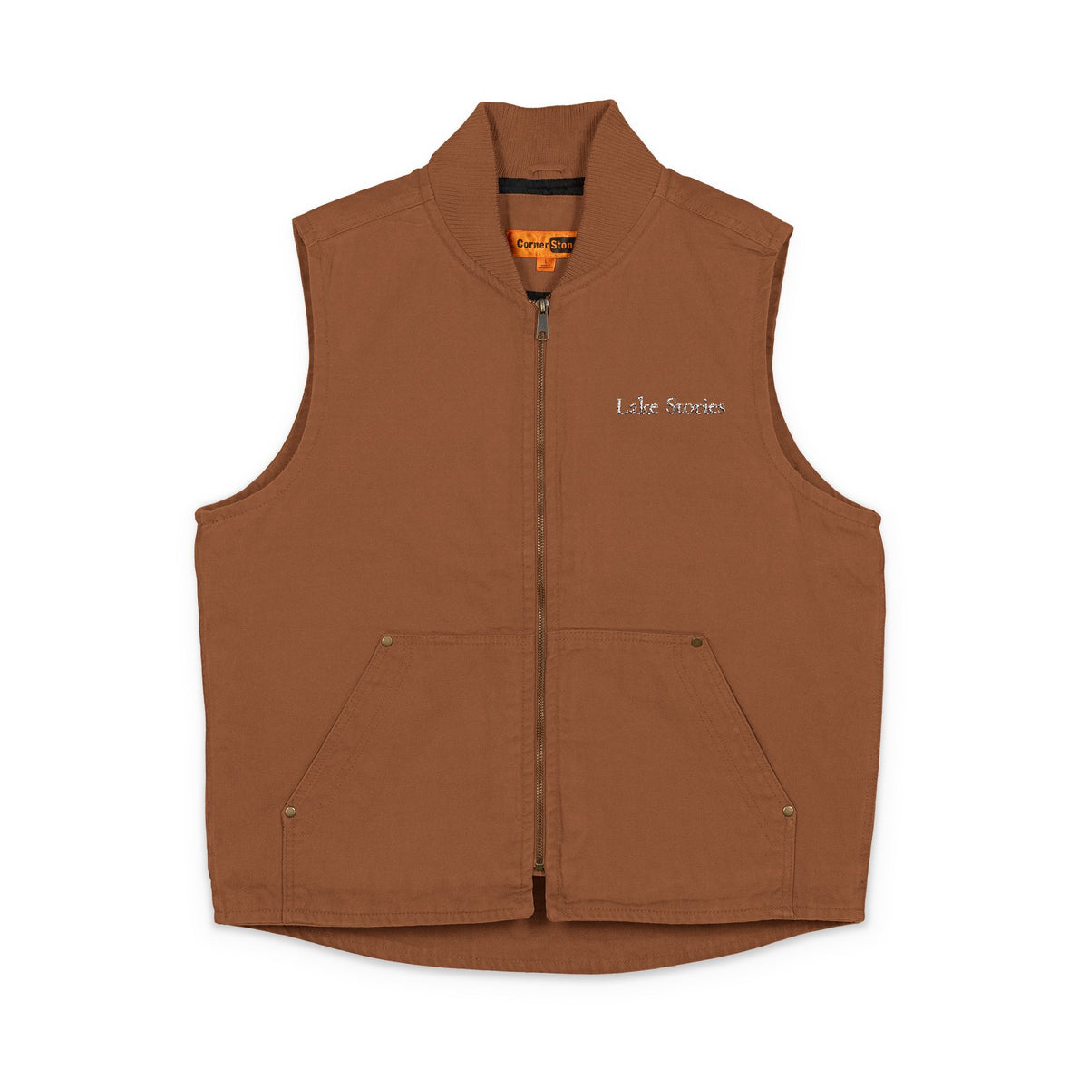Embroidered Duck Cloth Work Vest — Rugged Cotton Utility Vest