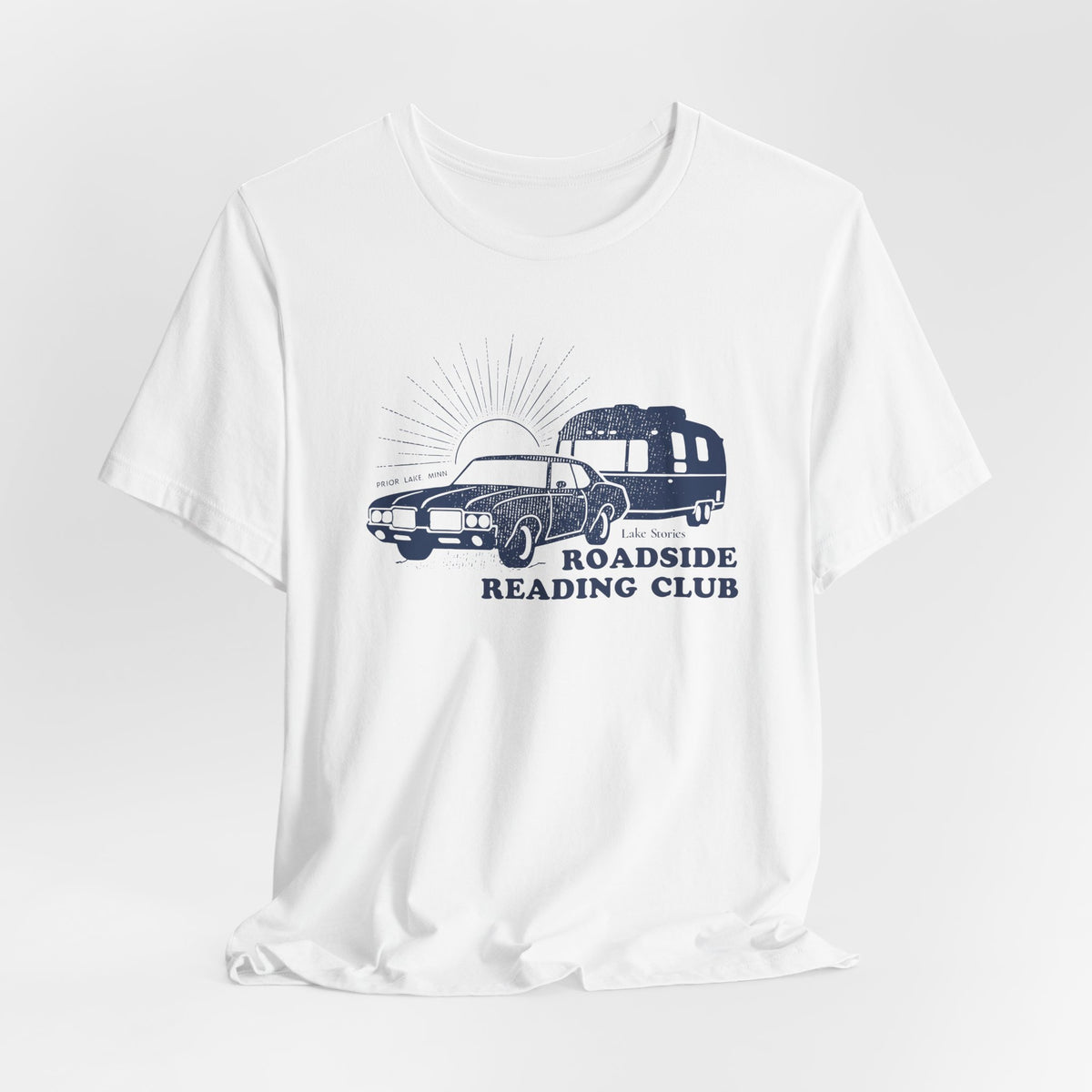 Roadside Reading Club Tee — Vintage Car &amp; Trailer Booklover Shirt