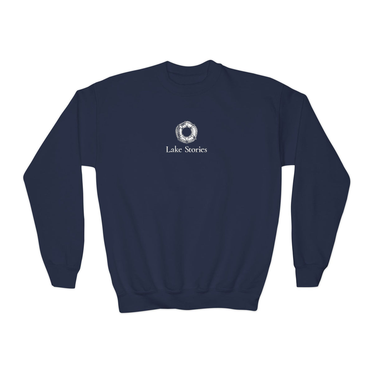 Youth Crewneck Sweatshirt - 'Lake Vibes' Wreath Graphic (Maroon)